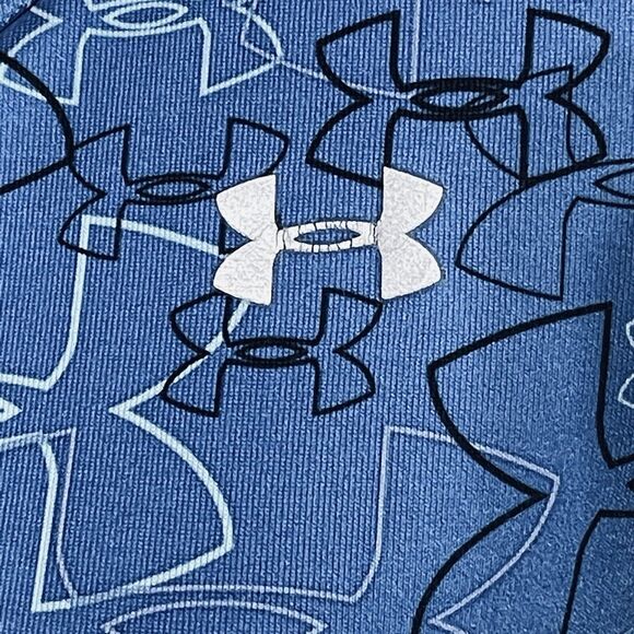 Under Armour Medium Athletic Top HeatGear Racerback Scoop Neck Fitness Blue Logo - Picture 6 of 9